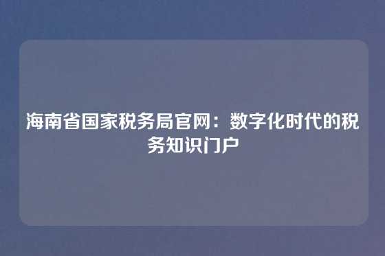 海南省国家税务局官网:数字化时代的税务知识门户