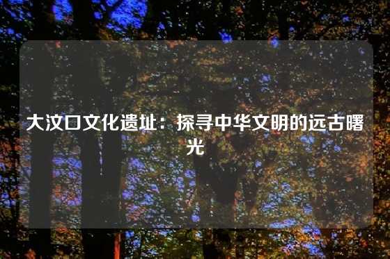 大汶口文化遗址：探寻中华文明的远古曙光