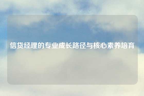 信贷经理的专业成长路径与核心素养培育