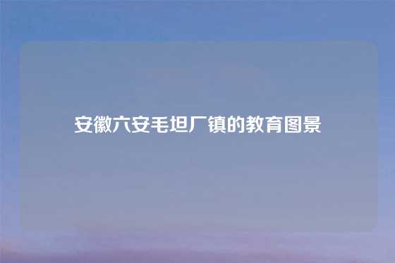 安徽六安毛坦厂镇的教育图景