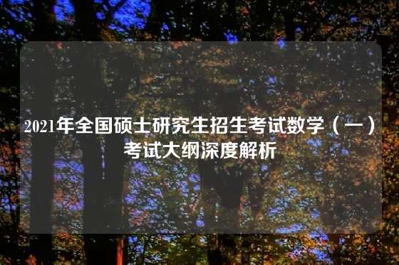 2021年全国硕士研究生招生考试数学(一)考试大纲深度解析
