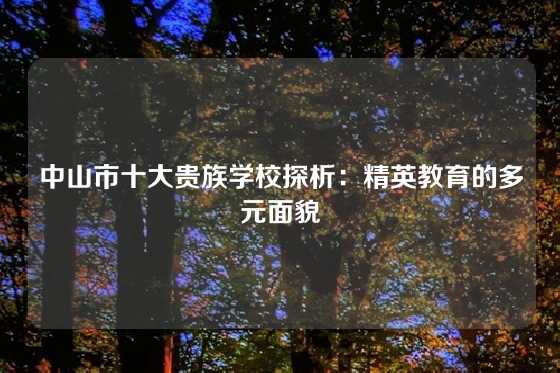 中山市十大贵族学校探析:精英教育的多元面貌