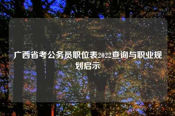 广西省考公务员职位表2022查询与职业规划启示