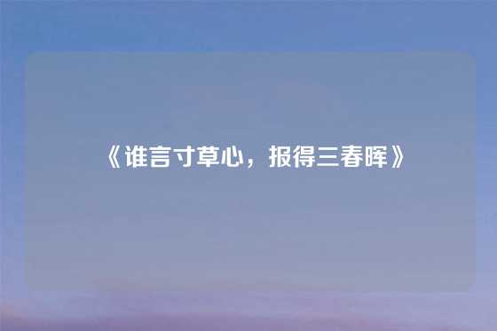 《谁言寸草心，报得三春晖》