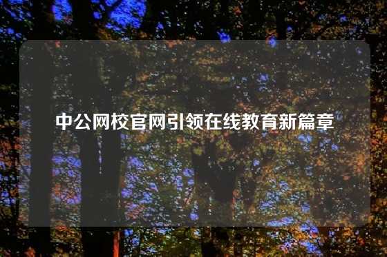 中公网校官网引领在线教育新篇章